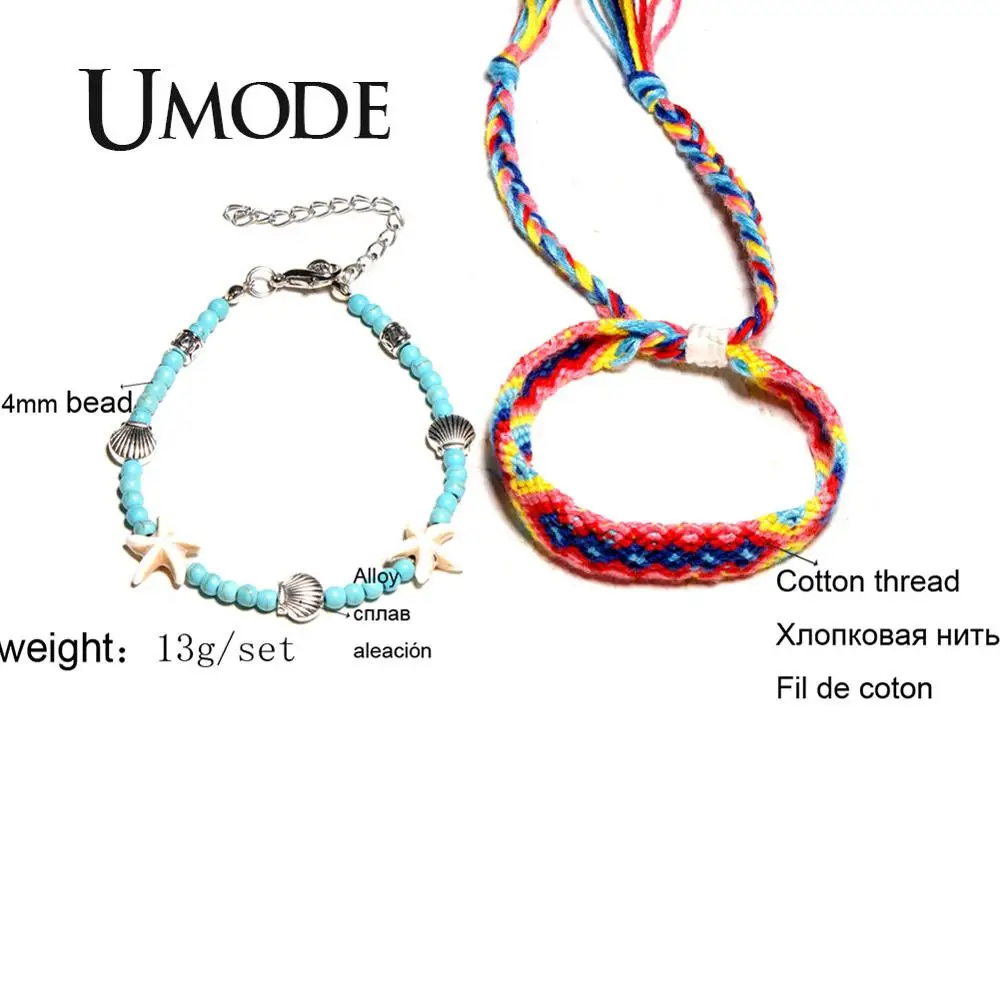 UMODE Shell Beads Starfish Anklets For Vsco Girls Double Layer Anklet Bracelet Handmade Bohemian Jewelry Free Shipping PA0034