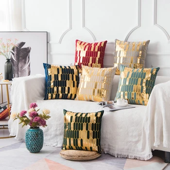 

Luxury Velvet Gilding Sofa Cushion Cover Jacquard 45x45cm Home Hotel Decroative Throw Pillow Cover Car Seat Pillow Case
