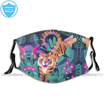 

Tiger Mouth Face Mask Jumping Tiger Flying Toucan Facial Mask Fashion Funny with 2 Filters for Adult