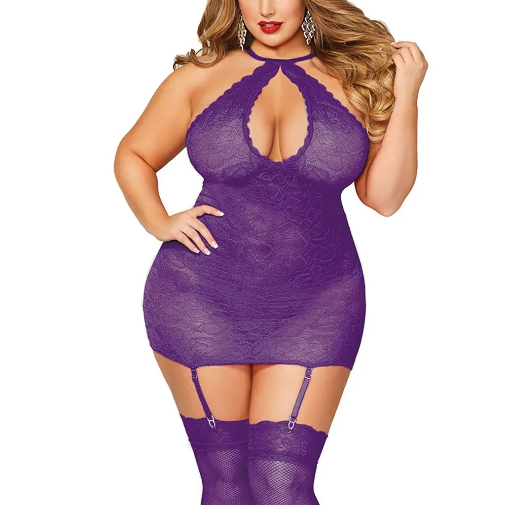 Colorful Lenceria Mujer Lingerie With G-string Plus Size Open Back Langerie Lace Babydoll Sleepwear Underwear Erotic Costumes