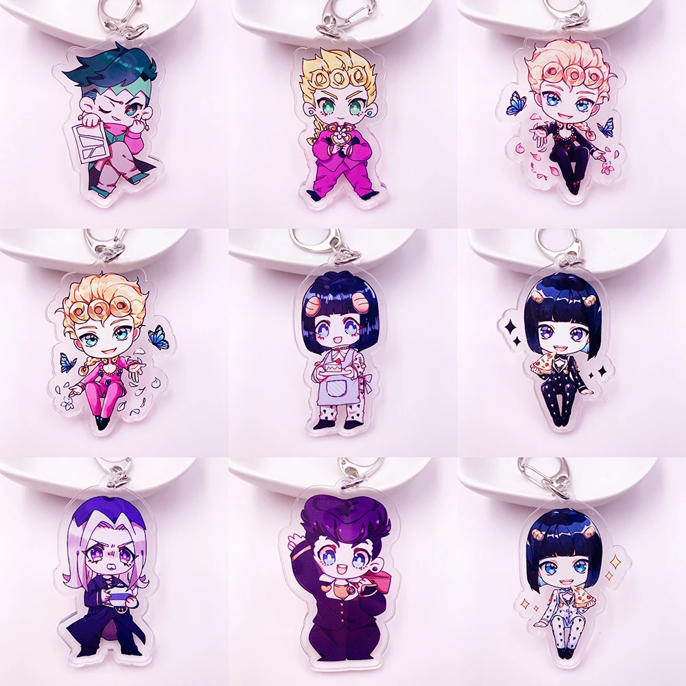 Cartoon Anime Jojos Bizarre Adventure Keychain Acrylic Key Ring Kujo Jotaro Kira Yoshikage Caesar Collection Gift Chains | Украшения и