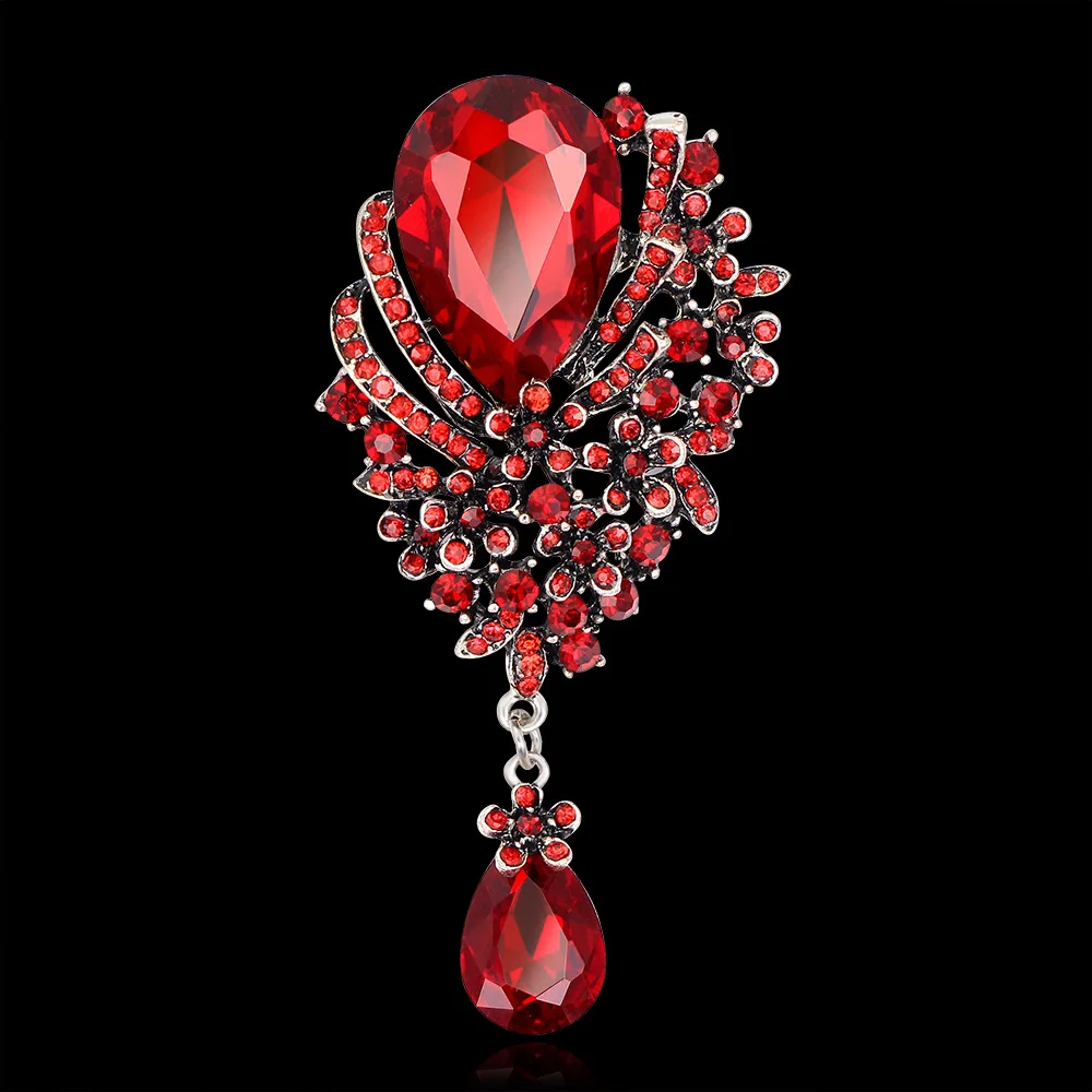 Crystal Brooches for Dress Big Large Rhinestone Flower Collar Pin Coat