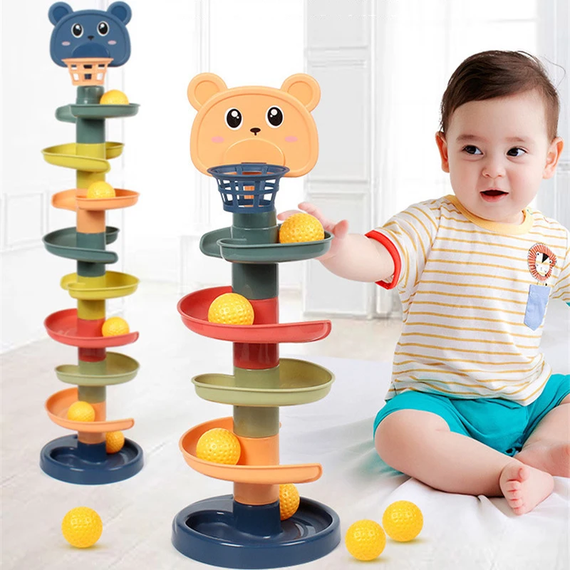 Stack Montessori Educational Toys H01 Wooden Tree Marble Ball Run Track Game Provone Ball Drop Toy and Roll Swirling Tower Ramp for Baby and Toddler 