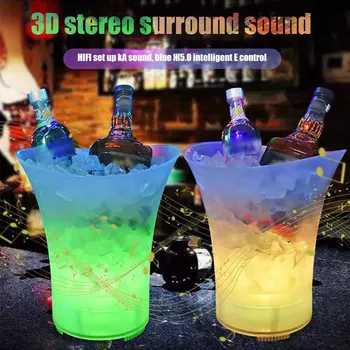 

Bluetooth Speaker Nightclubs For Beers Ice Bucket With LED Light Kitchen Tools Portable Color Changing Container Wine Cooler Bar