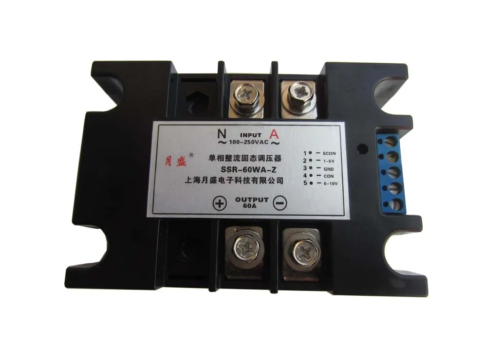 

SSR-60WA-Z Single Phase Rectifier Voltage Regulating Module 60A Analog Input: 4-20mA, 0-10V, 1-5V, 10K Potentiometer