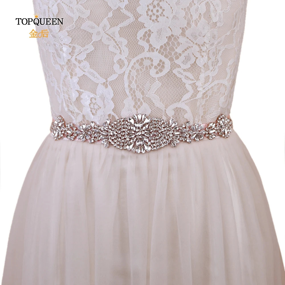 TOPQUEEN S123-RG rose gold rhinestone bridal belt newest rose gold bridal belt fashion beads bridal belt crystal bridal belt