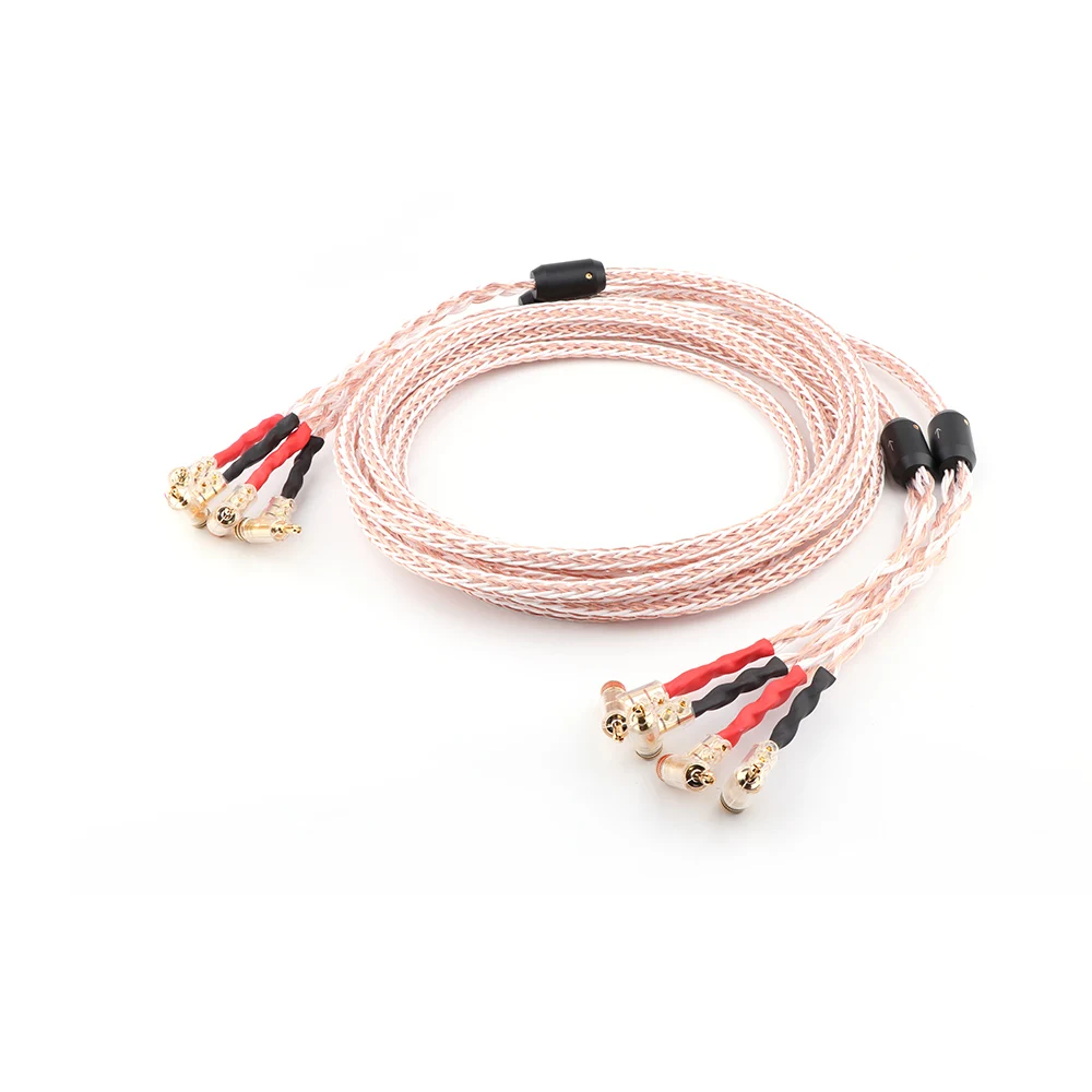 

HI-End OFC Copper Audiophile Speaker Cable 12TC 24cores with Right Angled Self locking Banana Plug hifi audio loudspeaker cable