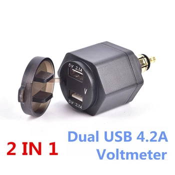 

1pc LED Voltmeter Powerlet Waterproof Motorcycle Dual USB Charger Adapter