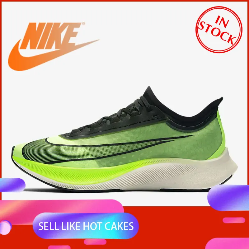 Оригинальный Nike Оригинальные кроссовки Zoom Fly 3 Для мужчин бега уличная спортивная обувь; амортизирующая подошва; вентиляции тренд AT8240-300