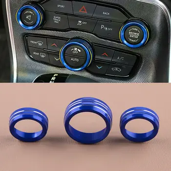 

Durable And Practical 3pcs Aluminum AC Radio Switch Knob Trim Ring Covers Kit For Dodge Challenger