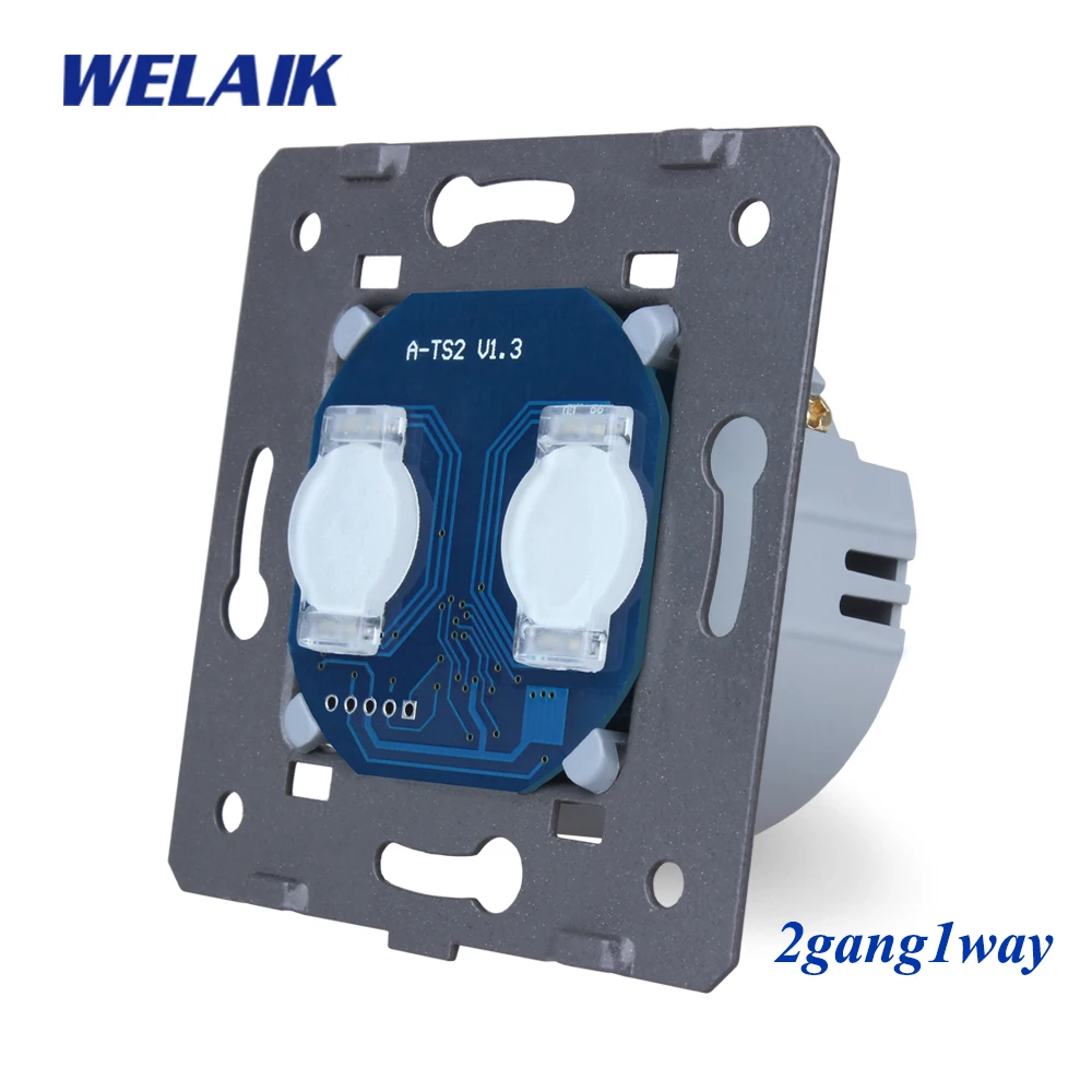 

WELAIK-1 EU 2Gang1Way Crystal Glass Panel Wall Touch Switch DIY Parts European Standard Light Switch AC250V A921