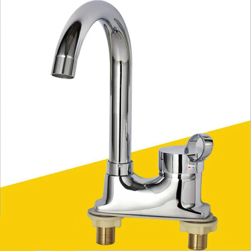 

Manufacturers Direct Selling Basin Diplopore Hot And Cold Faucet Copper Body Two Lianlong Head Bench Bivalent Wash Basin Faucet