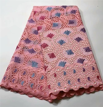 

Best Selling Flower Soft Cotton Women Dress Swiss Voile Lace High Quality Embroidered Fabric DIY Trim Sewing African Lace Fabric