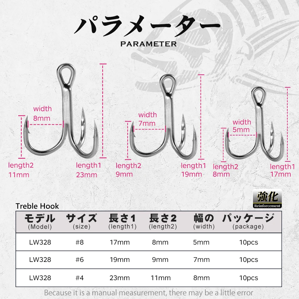 Hunthouse Fishing Treble Hook 3X Strong 10pcs/lot Fishing Accessories High  Steel Carbon Saltwater For Hard Lure Tackle HOOK