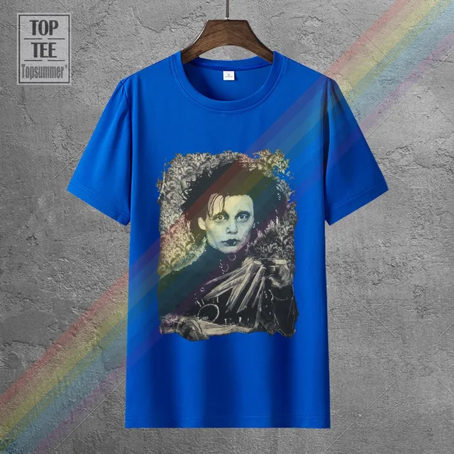 Edward Scissorhands T-Shirt Tim Burton Johnny Depp Goth Punk Film New Cool Tee Shirt 0139867-Blue