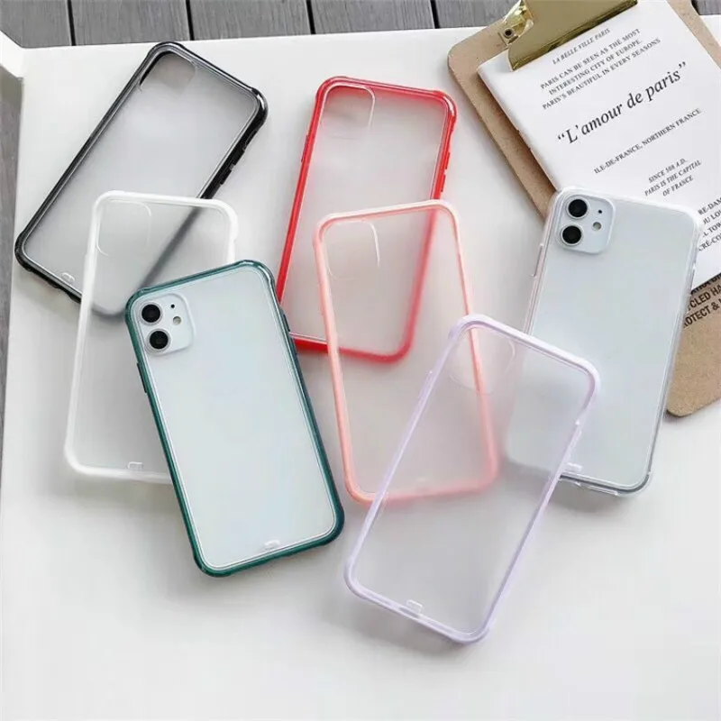 

Hot Mint Simple Matte Bumper Phone Case For iPhone 12 11 11Pro Max XR XS Max 6S 8 7 Plus Shockproof Soft Silicone Clear Cover