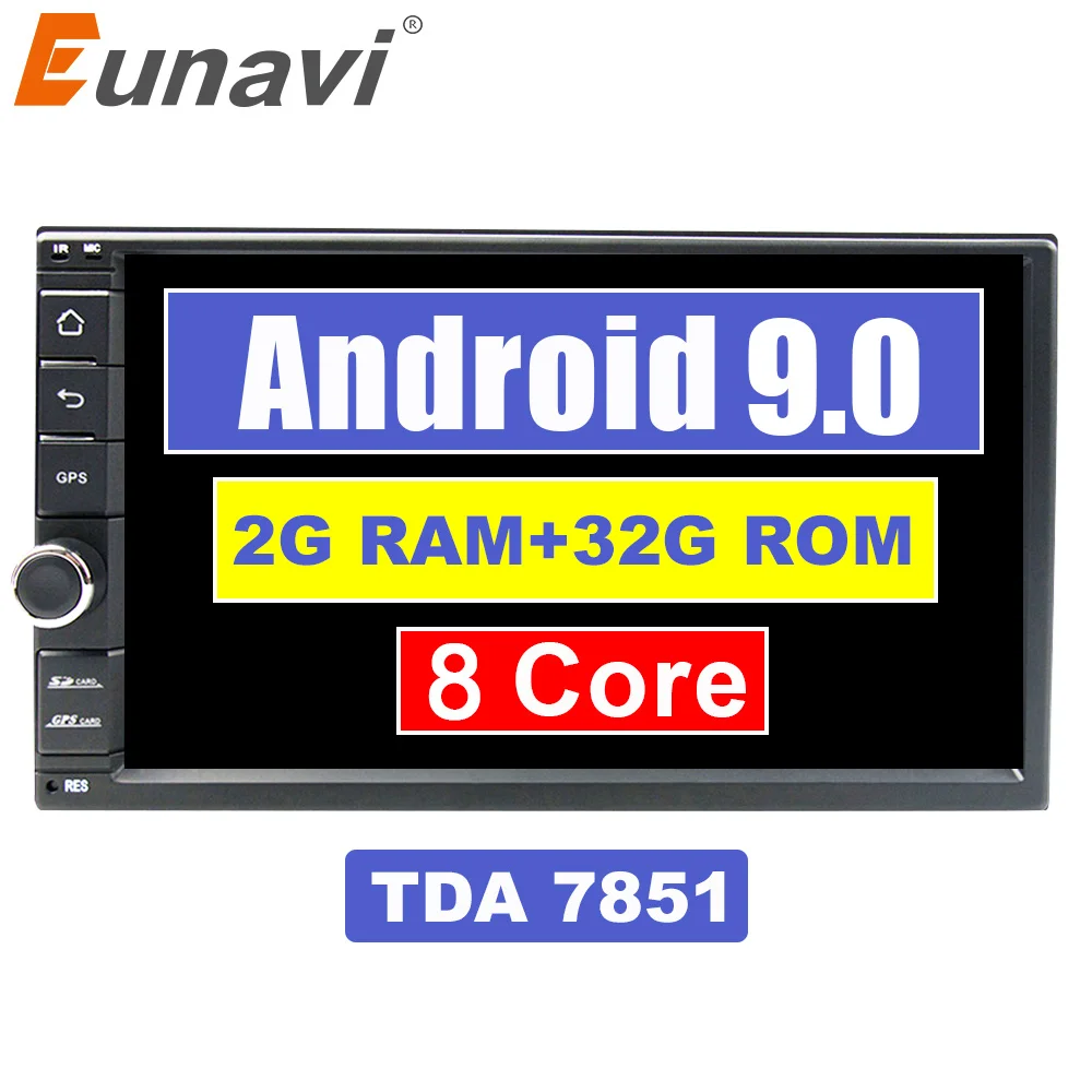 Eunavi 2 din Android 9 0 универсальный автомобильный мультимедийный Радио Стерео GPS