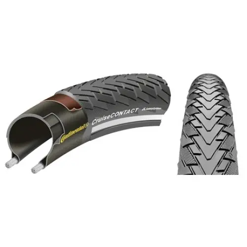 Покрышка Continental Contact Cruiser 28 x 2 (55-622) чёрная с светоотражающей полосой | Спорт и