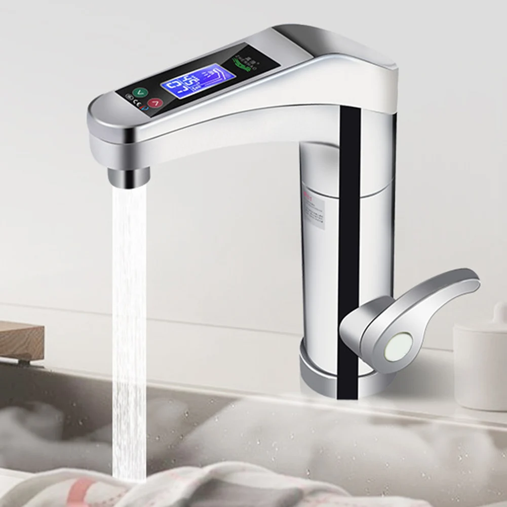 

500-3500W Hot Cold Adjustable Bathroom Home ABS Water Heater Instant Rotatable Electric Faucet Digital Display Kitchen Tap