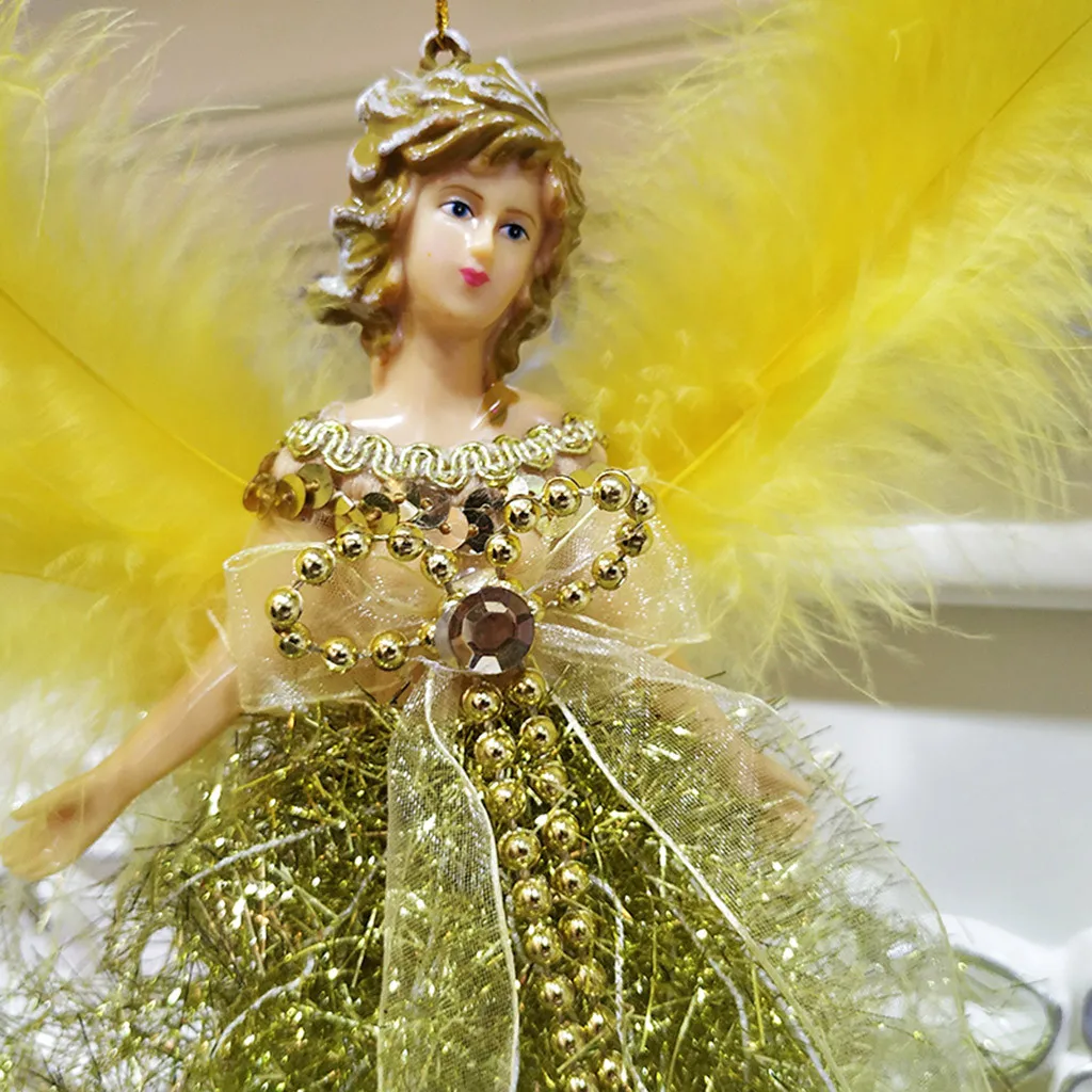 Mini Angel Doll Christmas Tree Pendant With Feather Wings Christmas Home Window Decorations Kid Gift Xmas Tree Pendant Ornaments