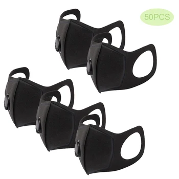 

1-50pcs Washable Face Mask Sponge Mask Earloop with Breathing Valve Face Mask Cycling Anti Dust Mouth Mask Respirator Face Mask