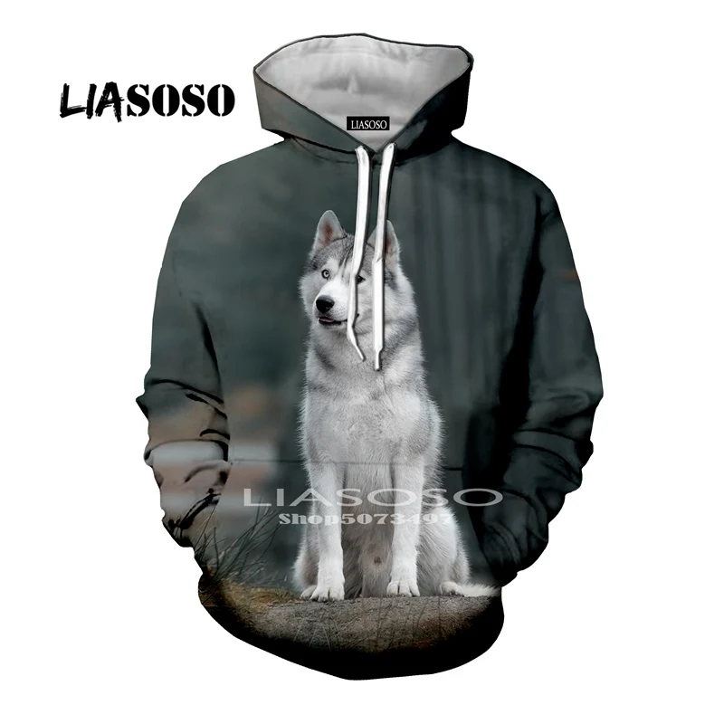 LIASOSO, Новинка осени, Мужская толстовка, 3D принт, животные, Сибирский хаски, толстовки с длинным рукавом, хип-хоп, топ, уличный пуловер, толстовка - Цвет: 3