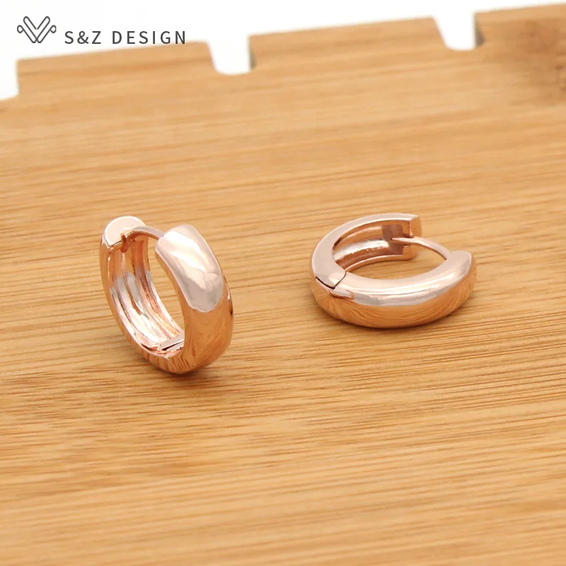 S&Z DESIGN New Arrivals Smooth Arc Metal Dangle Earrings For Women Girl Jewelry 585 Rose Gold Color Eardrop