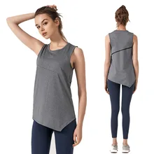 Женский жилет для йоги с нерегулярным вырезом, однотонная Спортивная Облегающая майка для фитнеса, тонкий спортивный жилет для йоги, сексуальный топ для йоги, спортивный топ