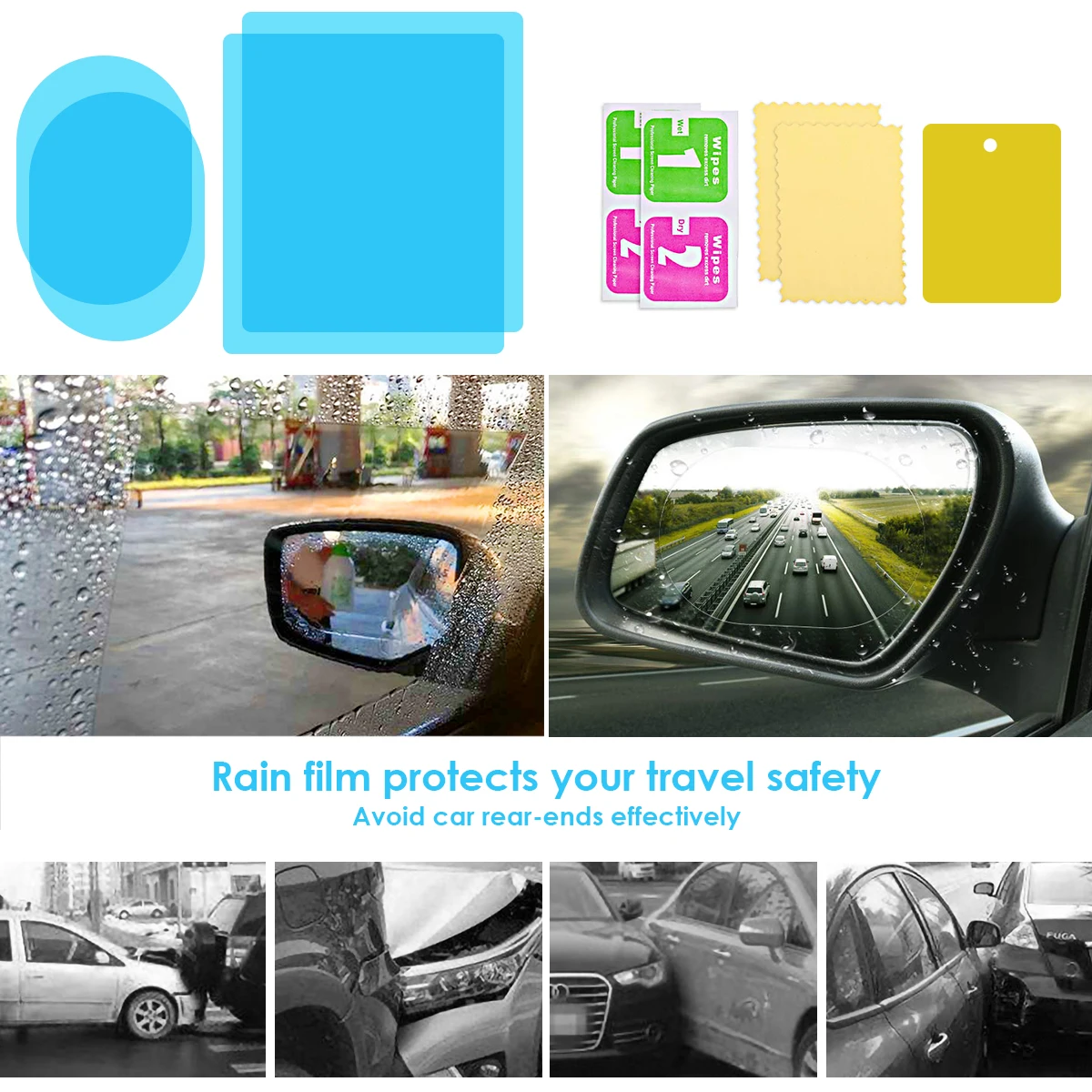4X HD Nano Anti-Fog Anti-Glare Car Rear View Mirror Water-proof Protective Film 