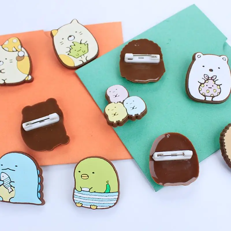 

10pcs/set lovely mix Japanese Anime Sumikko Gurashi Corner Creature cute Icons on The Backpack Pin Brooch Badge figure toys