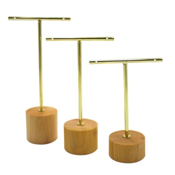 

Wrought Iron Wood Jewelry Display Stand Set Household Necklace Earring Storage Rack Set 3PCS,