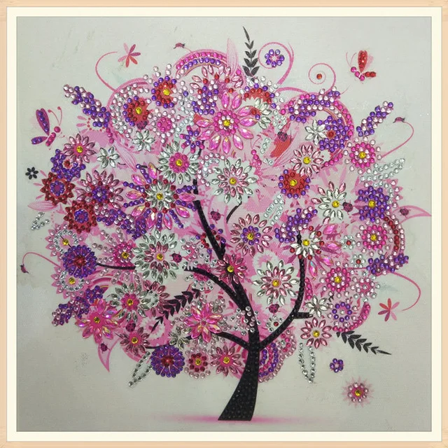 High Quality 5D DIY Diamond Embroidery Spring Summer Autumn Winter Seasonal Flower Tree Shape Special Shape Diamond Painting 