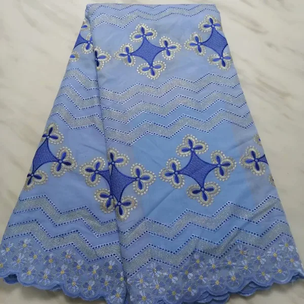 Чистая белая нигерийская Джордж кружевная ткань африканская кружевная ткань высокого качества гипюр французская вуаль кружевная ткань с камнями для свадьбы - Цвет: blue
