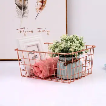 

Nordic Style Iron Storage Basket Desktop Bathroom Organizer Fruit Snacks Holder Home Sundries Containe Collection Bathroom Shelf