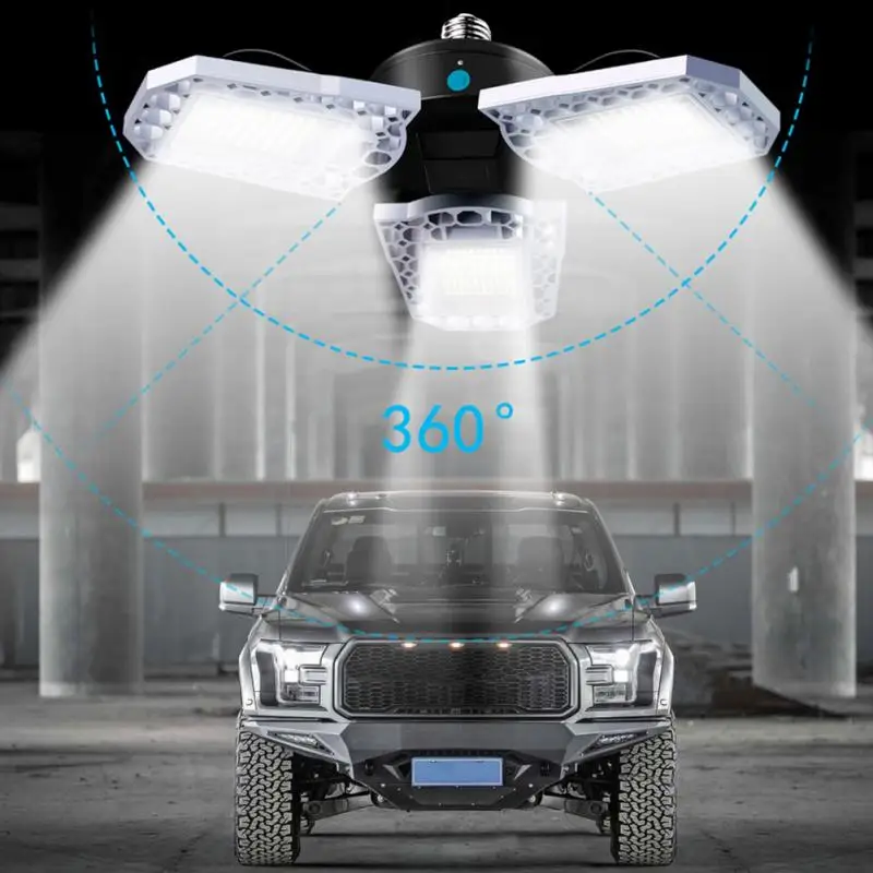 

216LED Garage Ceiling Lights Deformable 100/80/60W Industrial Lighting 9600LM Glare Light Waterproof Led HighBay Industrial Lamp
