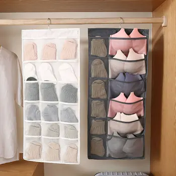 

Reticulate Hanging Underwear Organizer For Wardrobe Closet Storage Bag Door Wall Breathable Bra Sundry Bag With Hanger Pouch
