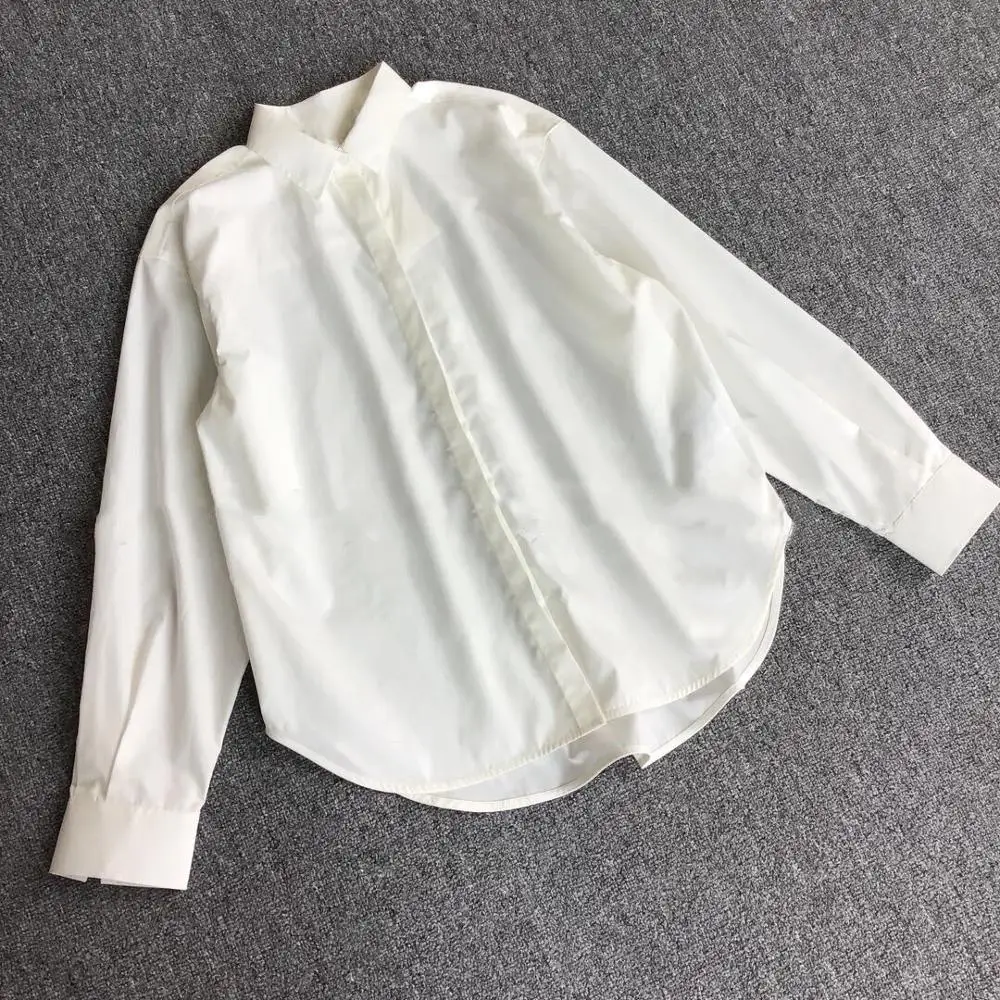 2019 Spring Autumn Women Loose Blouse Solid Color