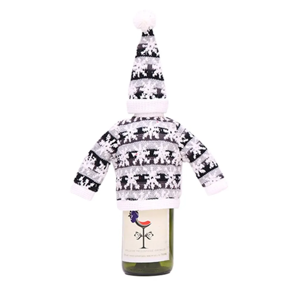 

Christmas Wine Cover Sweater Ugly Wine Cover Xmas Tree Reindeer Snowman Red Wine Bottle Cover for Christmas Party Decor