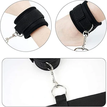Bed BDSM Bondage Restraints Handcuffs Open Legs Sex Bondage Set Couples Flirt Fetish Binding Limbs Slave Training Unisex Sex Toy 5