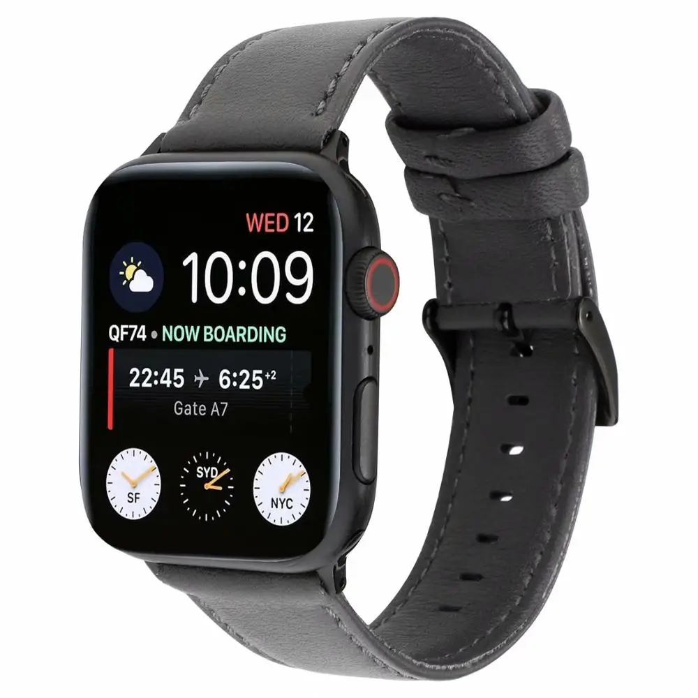 Браслет из натуральной кожи для Apple Watch Series 5 4 3 2 1, спортивный ремешок для Apple iWatch 38 мм 42 мм 44 мм 40 мм