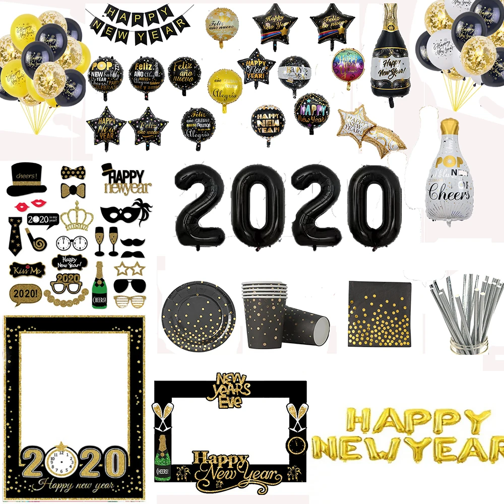Счастливый Новый год 2020 фольга латекс воздушный шар счастливый Бумага гирлянда