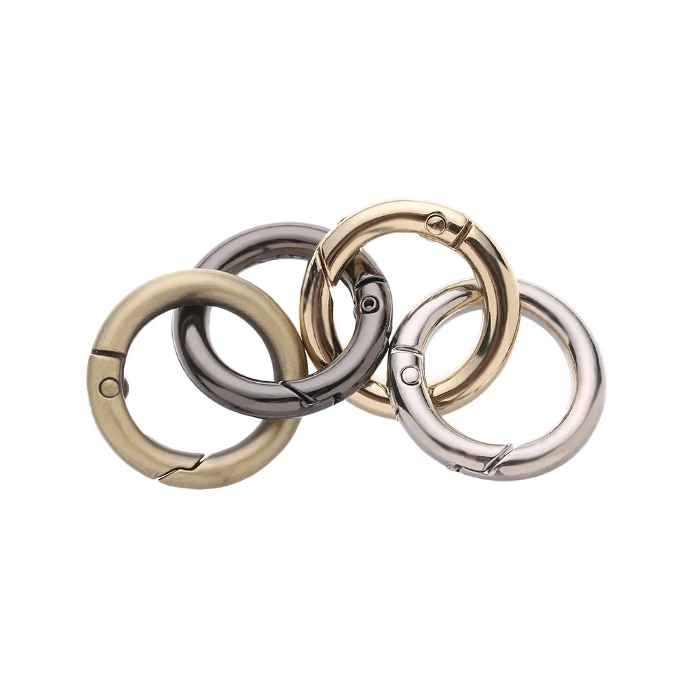 2 PCs Zinc Alloy Plated Gate Spring O-Ring Buckles Clips Carabiner Purses Handbags Round Push Trigger Snap Hooks Carabiner