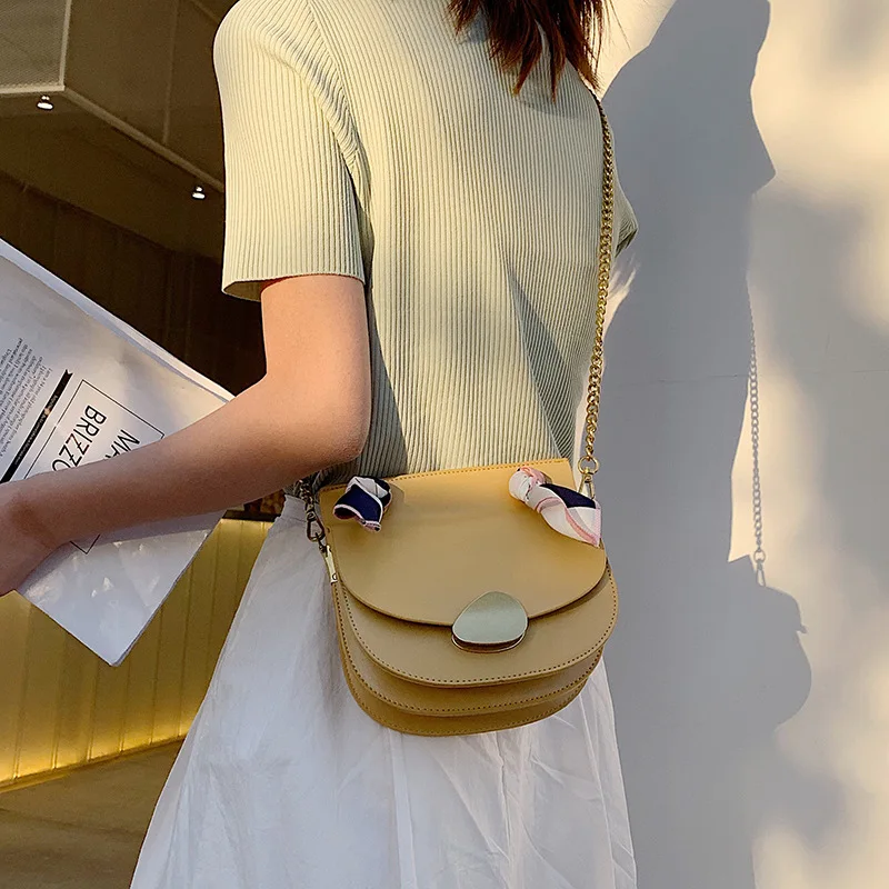 

New Silk Scarf Double Face Small Crowdsourcing Multi-Layer Slanting Saddle Bag Fashion Single Shoulder Porte Feuille Homme