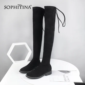 

SOPHITINA Fashion Design Boots Square Toe Special Handmade Hot Sale Square Heel Comfortable New Solid Shoes Women's Boots SO295
