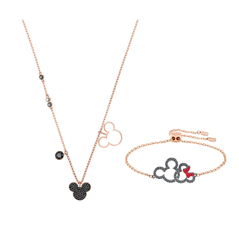 High Quality Original SWAN Cute Playful Cartoon Mouse Shape Necklace Bracelet Earrings DIY Suit Women Jewelry Gift Free Shipping - Gem Color: 2