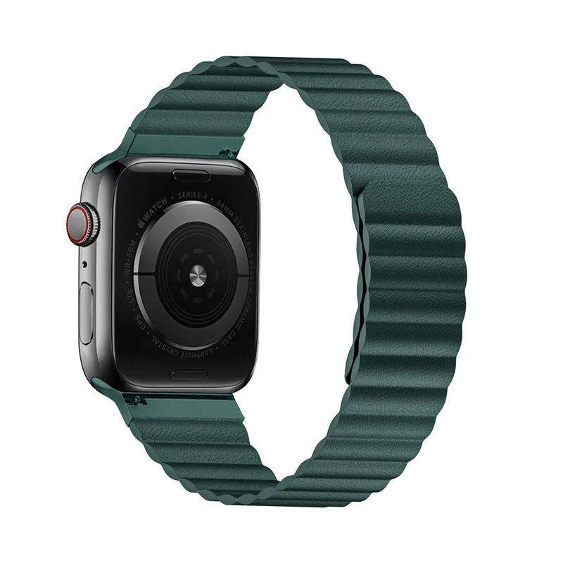 Ремешок с двойной магнитной застежкой для Apple watch 44 мм 40 мм кожаный ремешок iwatch серии 4 5 3 2 42 мм 38 мм Браслет Apple watch 4 5