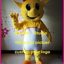 Желтый костюм талисмана динозавра, вечерние костюмы для костюмированной игры, наряд для взрослых на Хэллоуин, с фабрики