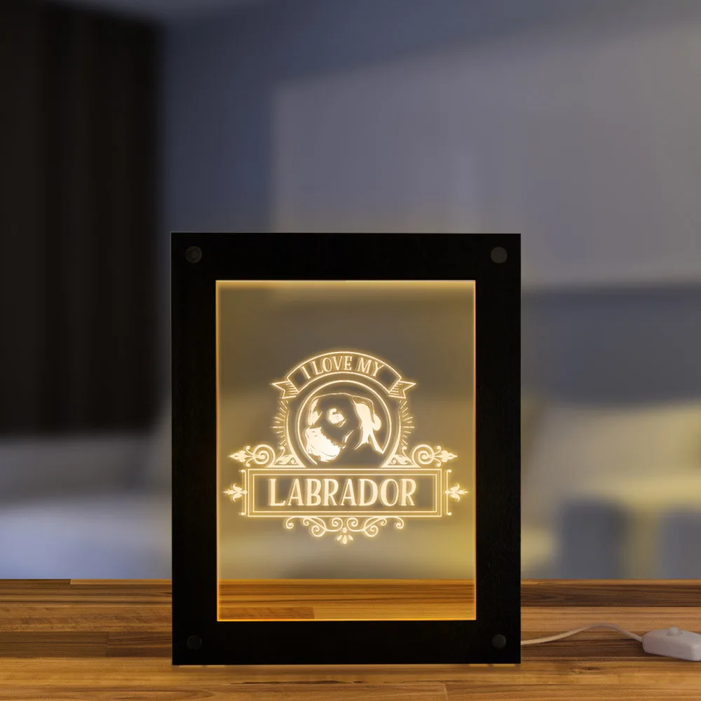 #*Cheap I love my Labrador Table Lamp Led Lighting Photo Frame Modern Light Room Decoration Sleepy Lamp