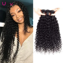 Utrue 100 Percent Human Hair Bundles For Women 8-30 Inch Natural Black Remy Brazilian Kinky Curly Hair Weaving In Batch