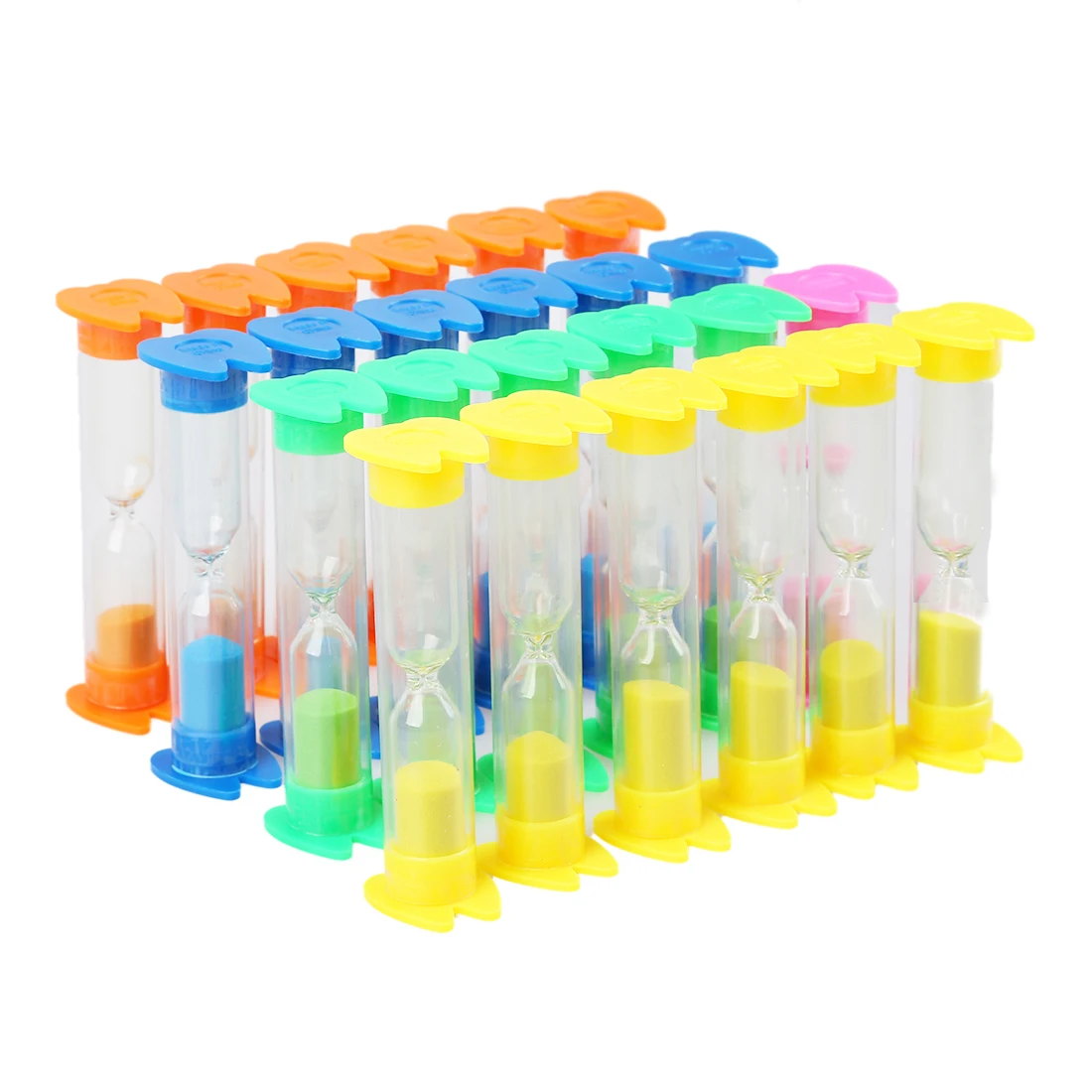 3 Minute Plastic Tooth-Shaped Sand Timer- 24Pcs
